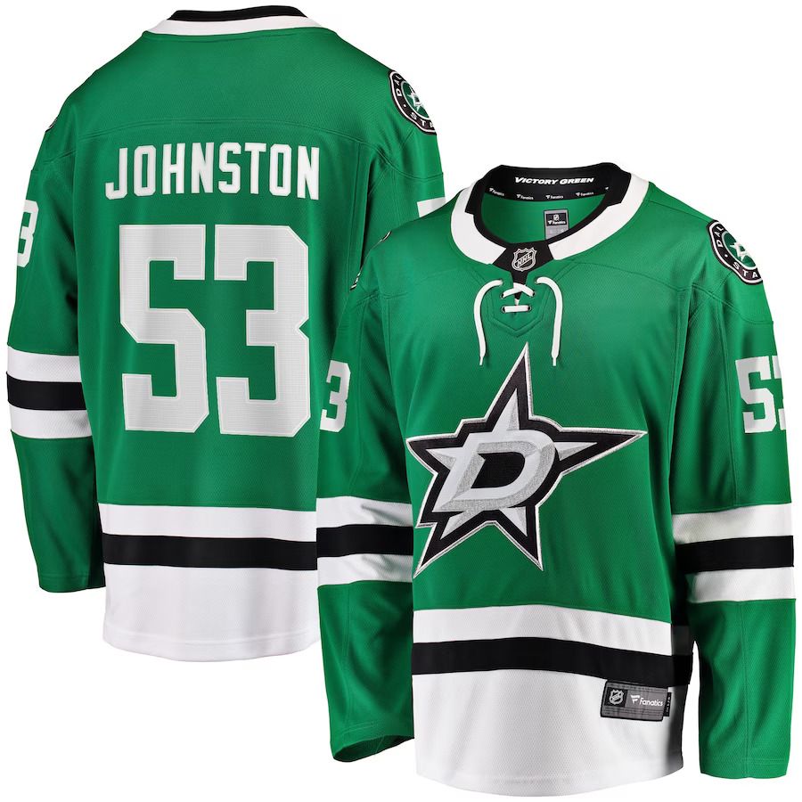 Men Dallas Stars #53 Wyatt Johnston Fanatics Branded Kelly Green Home Breakaway Player NHL Jersey->dallas stars->NHL Jersey